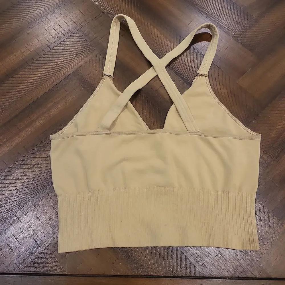 Free People Good Karma Crop Tank Golden Tan L/XL